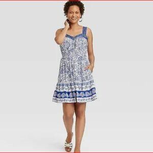 Knox Rose Wide Strap Summer Sleeveless A-Line Pockets Dress NEW size L